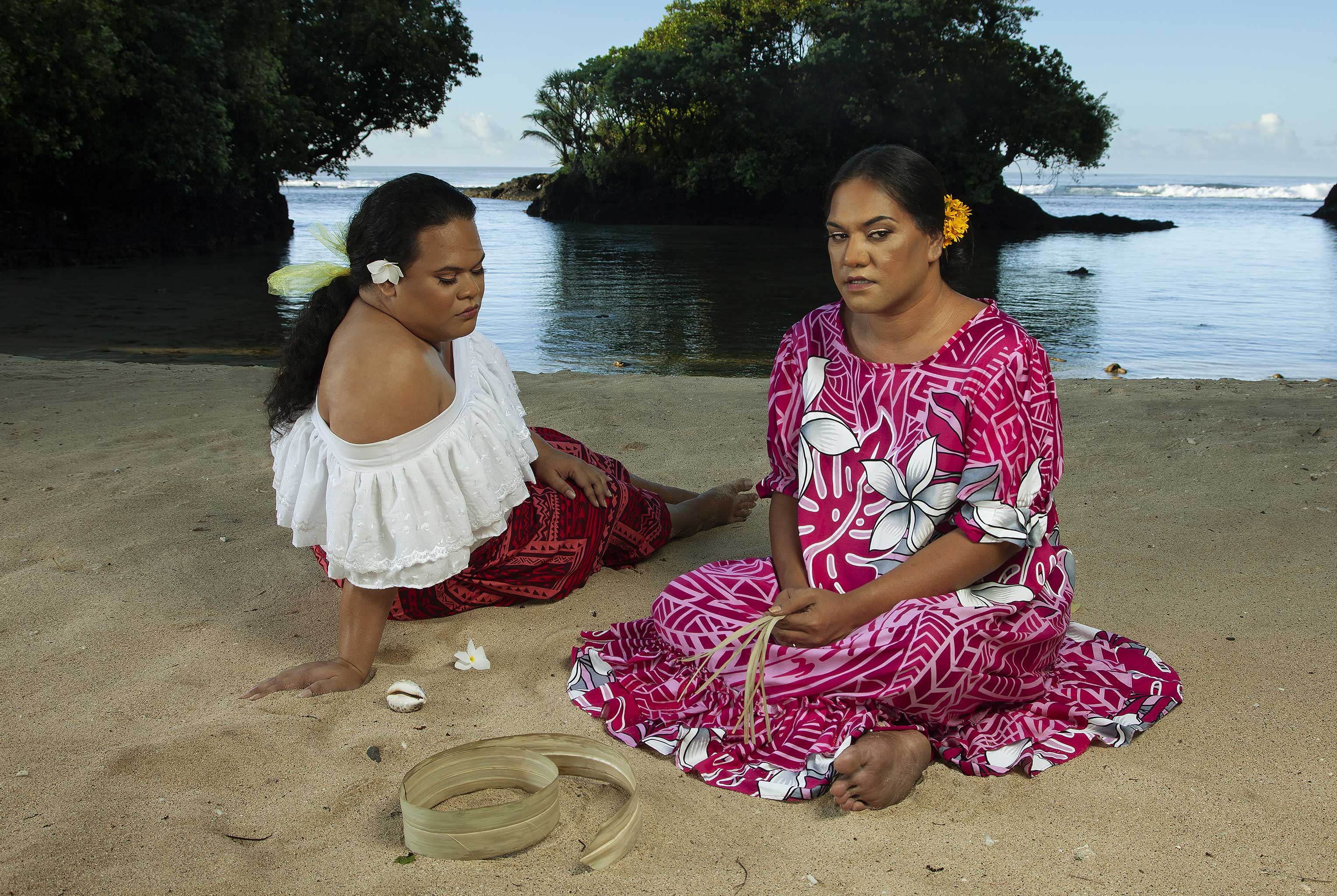 Two Fa‘afafine on the beach (After Gauguin), 2020