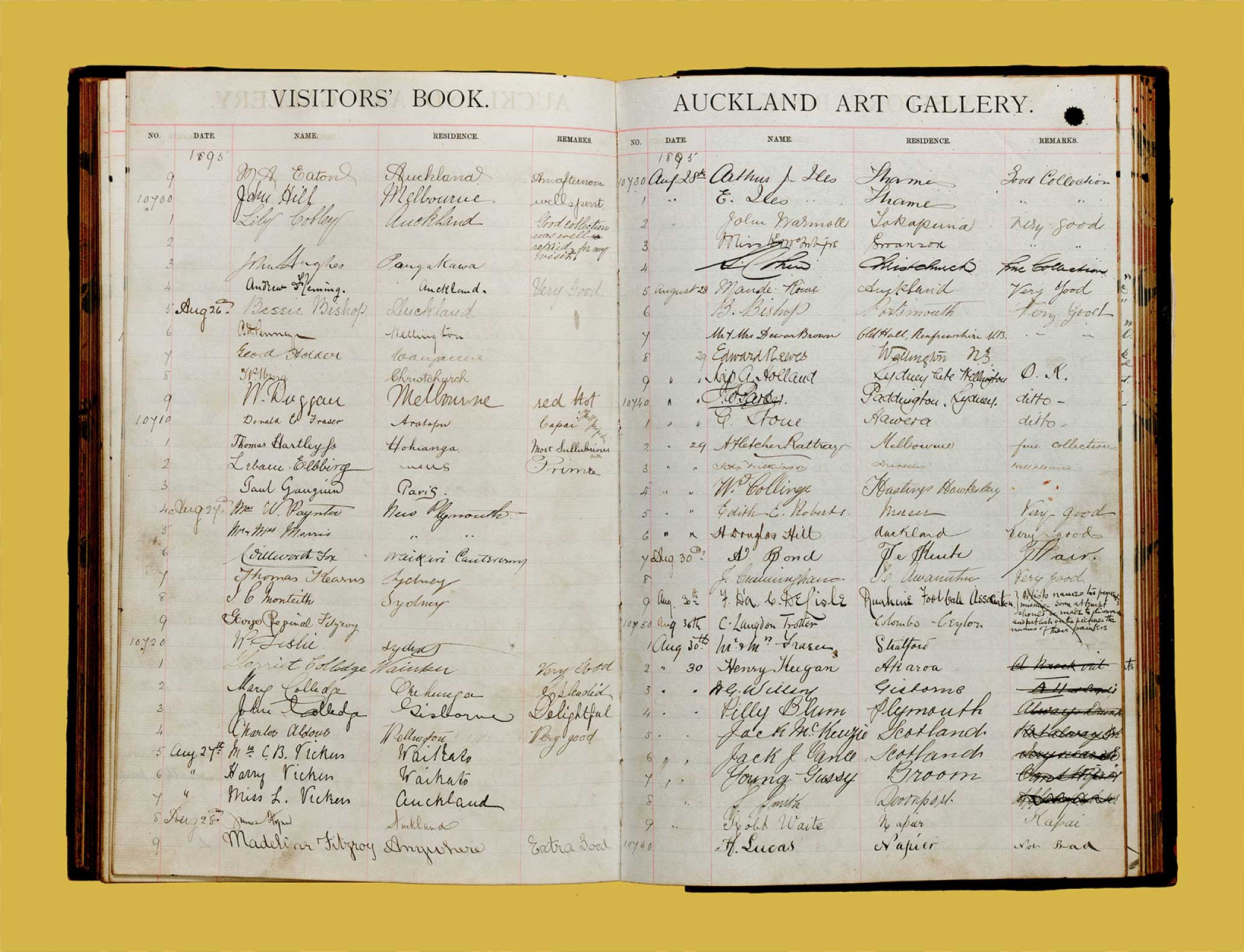 Auckland Art Gallery Visitor’s Book