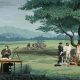 Still taken from video artwork “in Pursuit of Venus [infected]” depicting Joseph Banks in conversation with a Tahitian Chief and wife, meanwhile an agitated English sailor receives a traditional Polynesian tattoo.